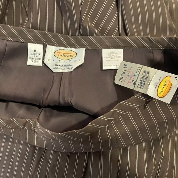 TALBOTS Petites Women's Brown Double Pinstripe Lined Pant - Size 8P - NWT $118 - Picture 5 of 5